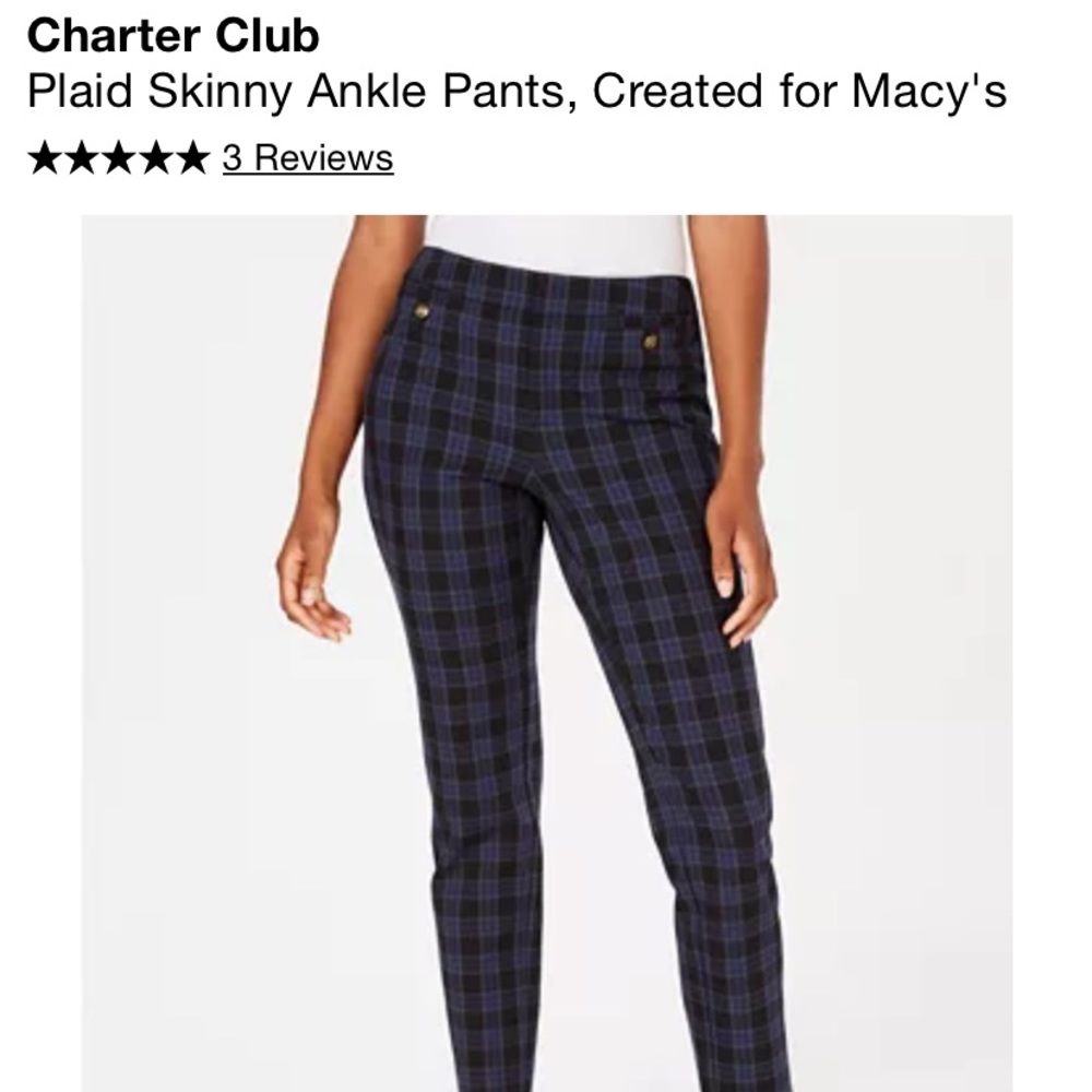 Charter Club Plaid Skinny Ankle Pants
